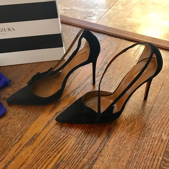 COPY - Aquazzura Parisienne 105 Pump Black Suede Size 38 - Picture 4 of 10